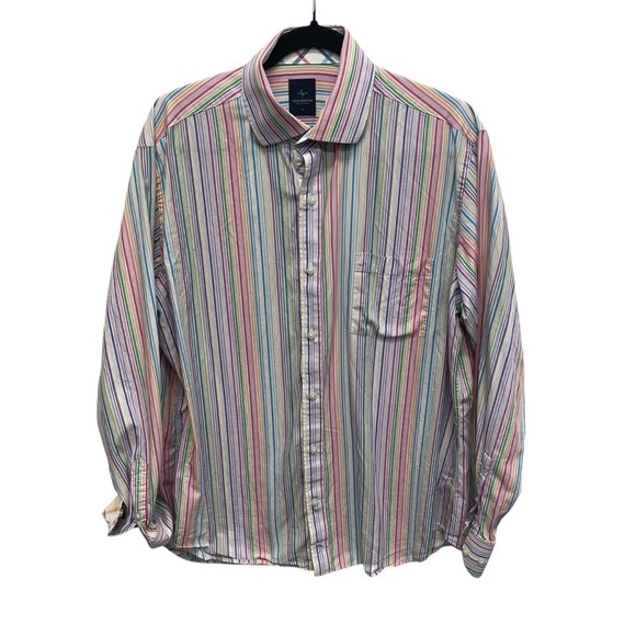 Tailorbyrd Other - Tailorbyrd collection men’s casual button up shirt rainbow striped sz Large